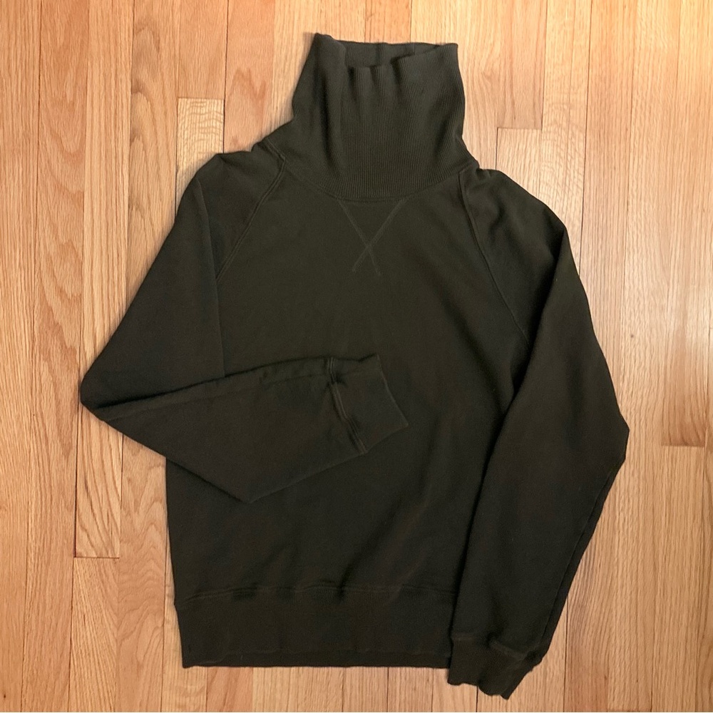 Magill Los Angeles Olive Green French Terry Mock Neck Sweatshirt Size Small